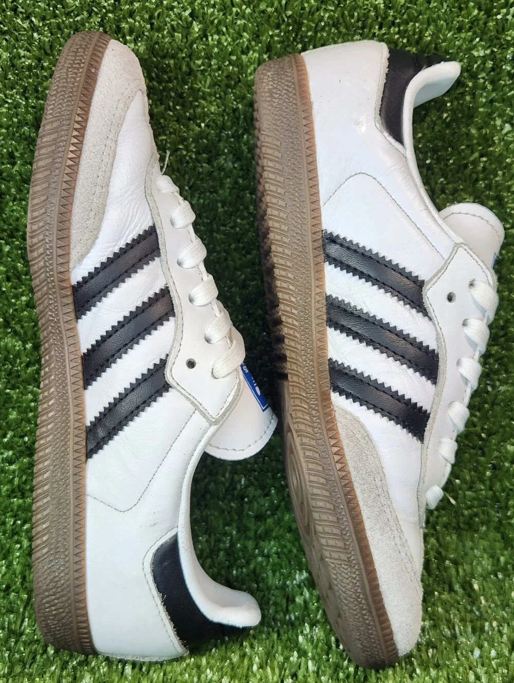 Adidas Samba GO Kids Boys Classic White Black Leather Shoes Sneakers Size 13K